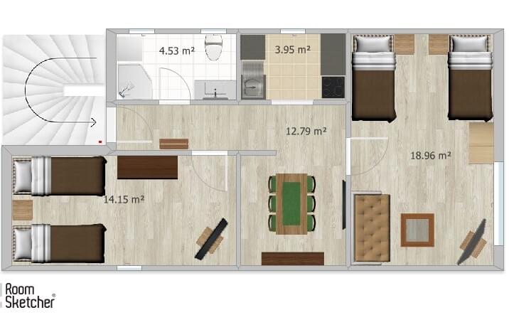 Grundriss Wohnung DG4/54 qm