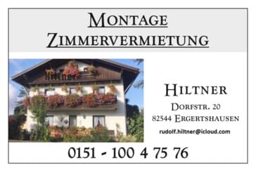 Monteurzimmer in Ergertshausen - Montage Zimmervermietung Hiltner