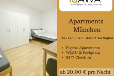 Privatzimmer in München - Apartments in München – Sauber, hell & sofort verfügbar