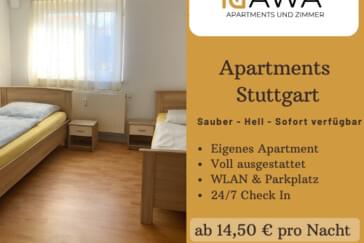 Monteurzimmer in Stuttgart - Apartments in Stuttgart - sauber, hell & sofort verfügbar